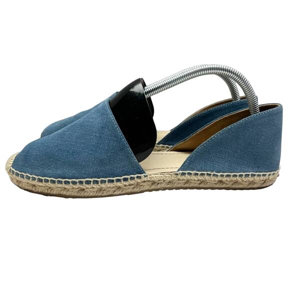 JIMMY CHOO Dreya Denim Leather D'Orsay Espadrille Flats EU 40 US 10 Blue Shoes - Picture 4 of 11
